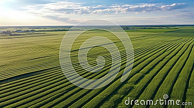 Solo field from above neat rows agrarian design Stock Photo