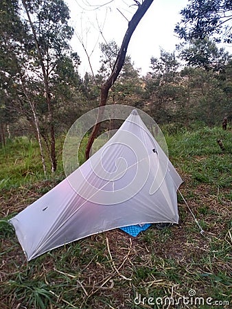 Solo tarp tent ultralight hiking Stock Photo