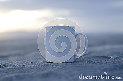 Solo blank white coffee mug Stock Photo