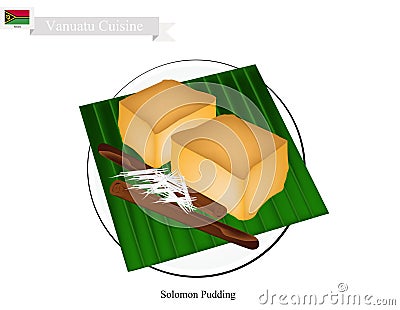 Solomon Pudding, A Traditional Dessert of Vanuatu Vector Illustration