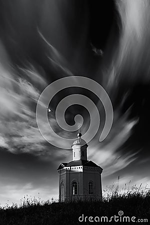 Solovki island, Russia. Chapel of Constantine in Solovetsky Monastery against the backdrop of cloudy sky Stock Photo