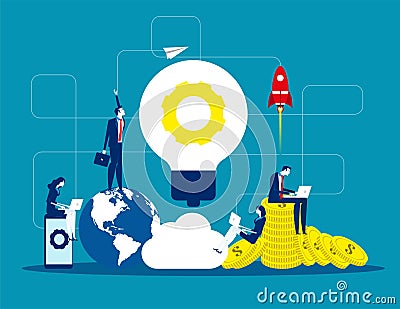 Solution, Business people and teamwork, Concept business vector illustration, Flat business cartoon, Marketing Vector Illustration