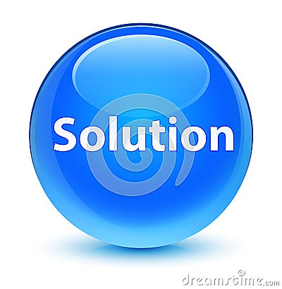 Solution glassy cyan blue round button Cartoon Illustration