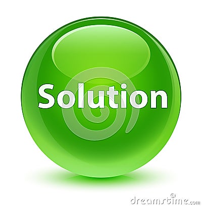 Solution glassy green round button Cartoon Illustration