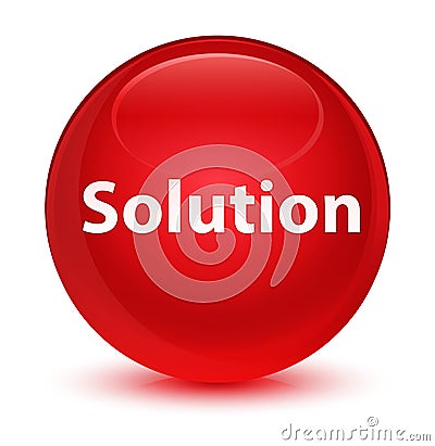 Solution glassy red round button Cartoon Illustration