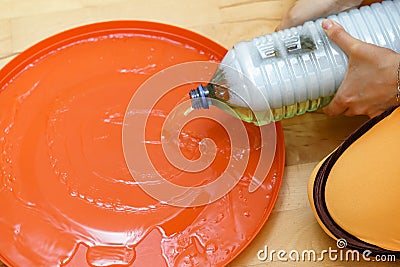 Solution for large soap bubbles Stock Photo