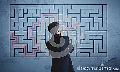 Solution of a maze Stock Photo