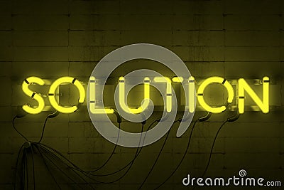 Solution Neon Sign Stock Photo