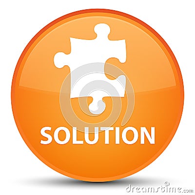 Solution (puzzle icon) special orange round button Cartoon Illustration