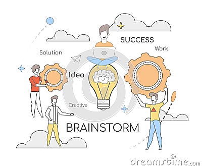 Solution Success Work Idea Creative Brainstorm Vector Illustration