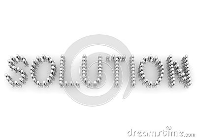 SOLUTION word formed by crowd Stock Photo