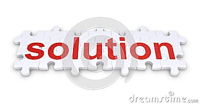 Solution word made of puzzle pieces Stock Photo