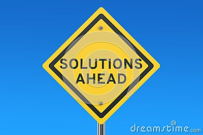 Solutions ahead road sign Stock Photo