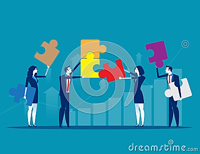 Solutions. Business team and partner working together. Concept business business vector illustration, Flat business cartoon design Vector Illustration