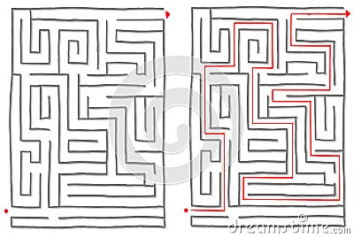 Solved maze game vector Vector Illustration