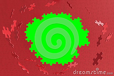 Solved puzzle pattern explodes from the inside. Stock Photo