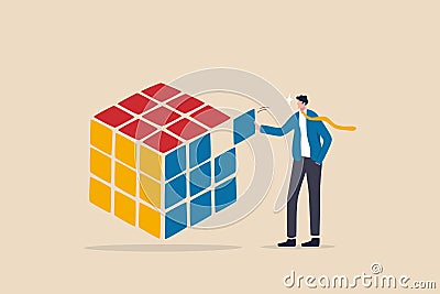 Solving difficult problem skill, critical thinking for business solution, answer challenge question or issue, creativity for Vector Illustration