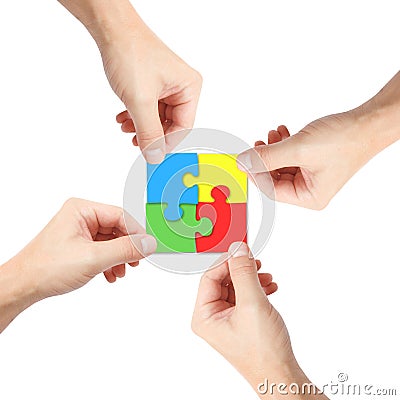 Solving a puzzle Stock Photo