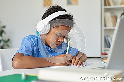 Solving task while studying with tutor online Stock Photo