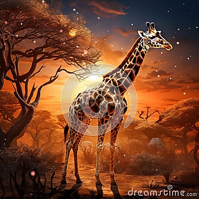 Somali Giraffe Made With Generative AI illustration Cartoon Illustration