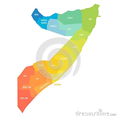 Somalia political map of administrative divisions Vector Illustration