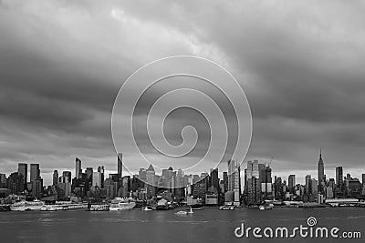 Somber Storm Clouds Over New York City Stock Photo