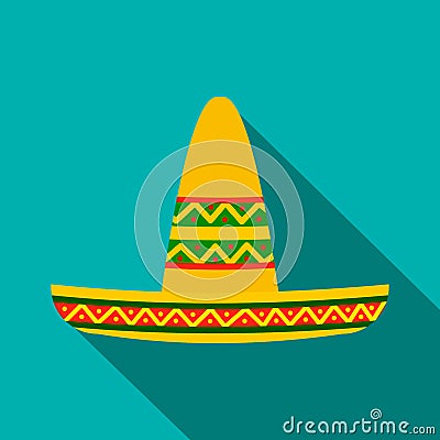 Sombrero icon, flat style Vector Illustration