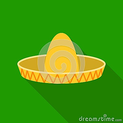 Sombrero icon in flat style isolated on white background. Hats symbol stock vector illustration. Vector Illustration