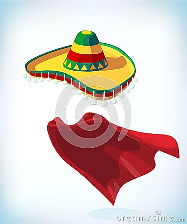 Sombrero Mexican hat. Masquerade costume headdress. Carnival or Halloween mask. Cartoon Vector illustration Cartoon Illustration