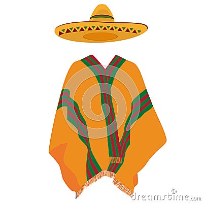 Sombrero and mexican poncho Vector Illustration