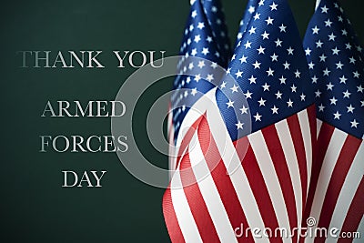 Text armed forces day and american flags Stock Photo