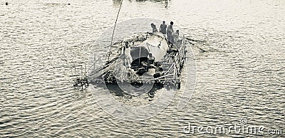 Bangladeshi people travelling on the boat unique photo Editorial Stock Photo