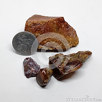 Some Brown stone Fosil wooden stone. Gems stone Stock Photo
