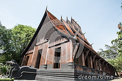 Some building of black house museum at Chiangrai province Editorial Stock Photo