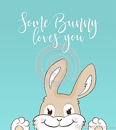 Some bunny loves you greeting card Vector Illustration