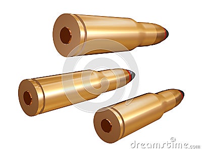 Some cartriges is copper. Machine-gyn. 3D. Stock Photo