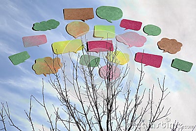 Some comic balloons and branches Stock Photo