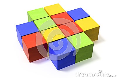 some colorful building blocks Cartoon Illustration