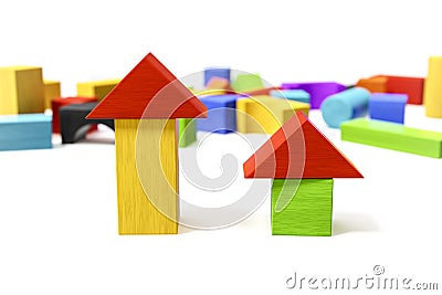 some colorful building blocks Cartoon Illustration