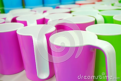 Some colorful plastic cups Stock Photo