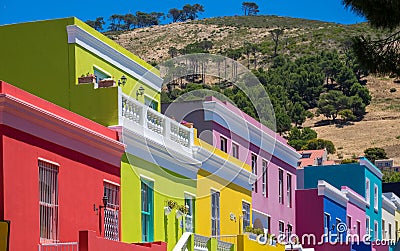 Colourful houses in Bo Kaap, the Malay Quarter of Cape Town, South Africa. Editorial Stock Photo