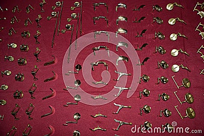 Some component parts of saxophone. Stock Photo