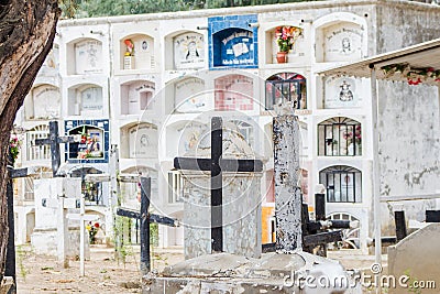 Some Crosses and graves very dirty and old Stock Photo
