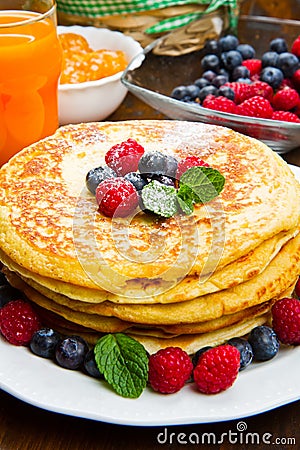 Some delicious Pancakes with berries Stock Photo