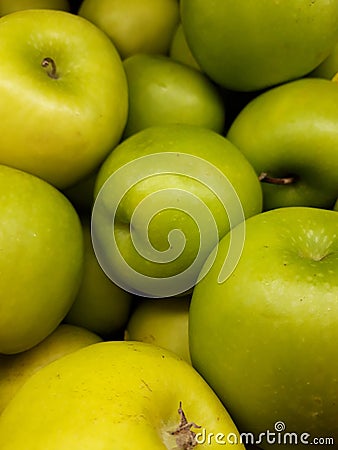 Some fersh apple on the fruit shelf Stock Photo