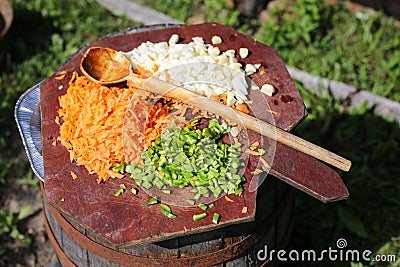 Some of the ingredients for goulash stew Stock Photo