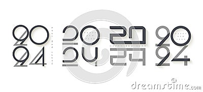 Some modern unique happy new year 2024 designs. premium vector for banner, poster, social media post and calendar Stock Photo