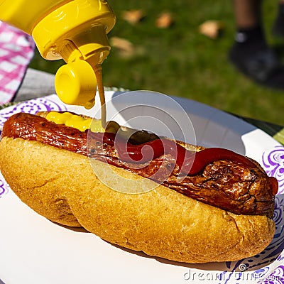 Some Mustard On That Brat Stock Photo