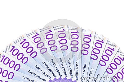 Some new 1000 norwegian krone banknotes with copy space Stock Photo