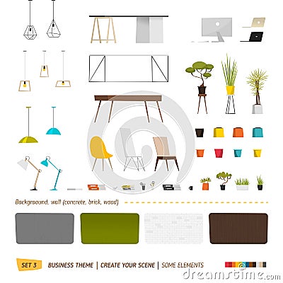 Some office furniture Vector Illustration